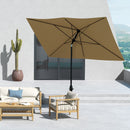 Outsunny 2 X 3(m) Garden Parasol Rectangular Market Umbrella W/ Crank - Brown/Beige/Black/Grey