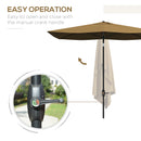 Outsunny 2 X 3(m) Garden Parasol Rectangular Market Umbrella W/ Crank - Brown/Beige/Black/Grey