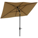 Outsunny 2 X 3(m) Garden Parasol Rectangular Market Umbrella W/ Crank - Brown/Beige/Black/Grey