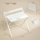 HOMCOM Folding Desk with 2-Tier Shelf for Home Office, White