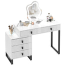 HOMCOM Dressing Table with LED Leaf Shape Mirror and 5 Drawers, White