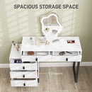 HOMCOM Dressing Table with LED Leaf Shape Mirror and 5 Drawers, White