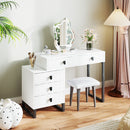 HOMCOM Dressing Table with LED Leaf Shape Mirror and 5 Drawers, White
