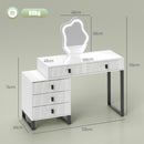 HOMCOM Dressing Table with LED Leaf Shape Mirror and 5 Drawers, White