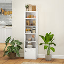 HOMCOM Tall Bookcase, 6-Tier Bookshelf with 3 Adjustable Shelves, White