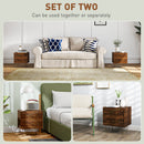 HOMCOM Bedside Tables Set of 2, Modern Side Table Set with 2 Drawers, Brown