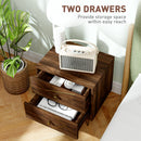 HOMCOM Bedside Tables Set of 2, Modern Side Table Set with 2 Drawers, Brown