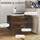 HOMCOM Bedside Tables Set of 2, Modern Side Table Set with 2 Drawers, Brown