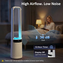 HOMCOM Bladeless Tower Fan With Oscillating, LED Lights, 3 Speeds, White