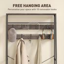HOMCOM Coat Rack with Shoe Storage, Bench and 10 Hooks, Grey