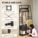HOMCOM Coat Rack with Shoe Storage, Bench and 10 Hooks, Grey