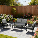 Rattan Garden Furniture Set, Tempered Glass with 3 Chairs