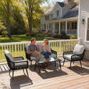 Rattan Garden Furniture Set, Tempered Glass with 3 Chairs