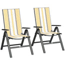 Outsunny 2PCs Rattan Folding Chair w/ 5-Position Adjustable Backrest