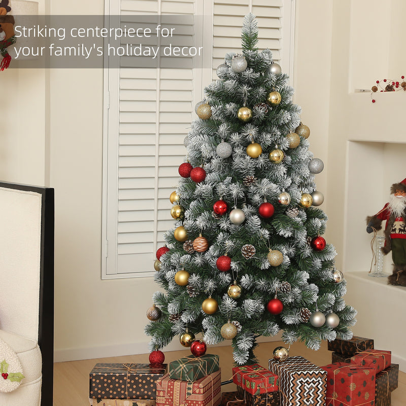 HOMCOM 5ft Artificial Pine Christmas Tree with Pinecones, Steel Base