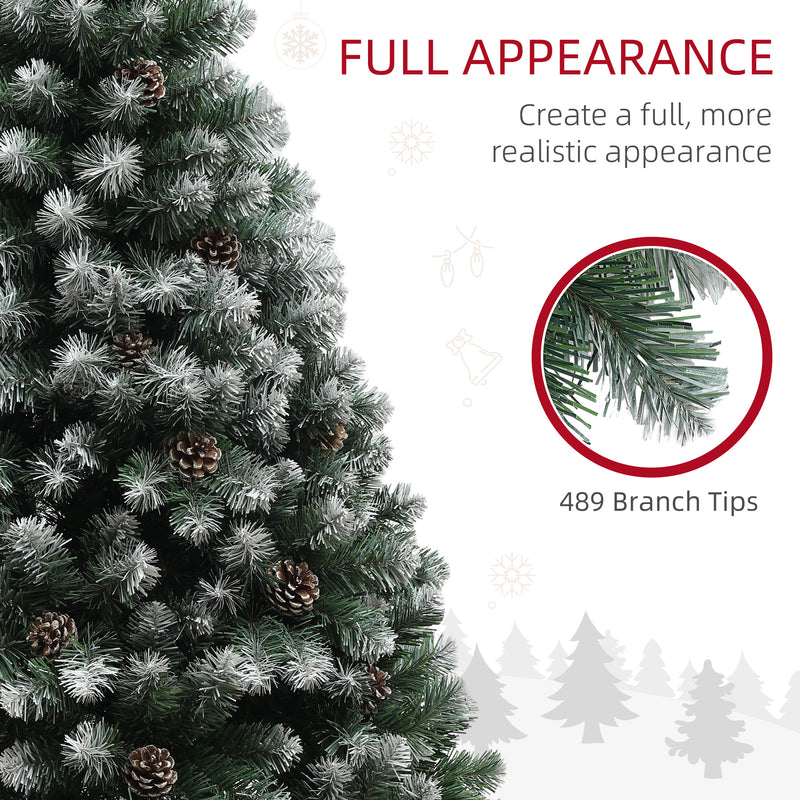 HOMCOM 5ft Artificial Pine Christmas Tree with Pinecones, Steel Base
