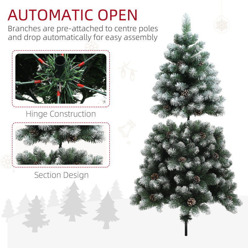 HOMCOM 5ft Artificial Pine Christmas Tree with Pinecones, Steel Base