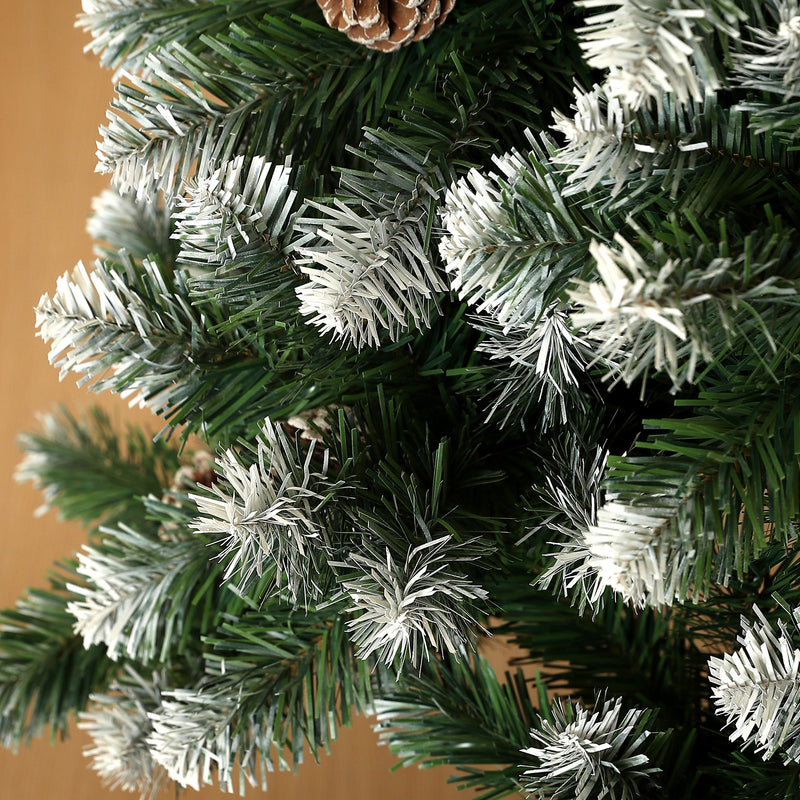 HOMCOM 5ft Artificial Pine Christmas Tree with Pinecones, Steel Base
