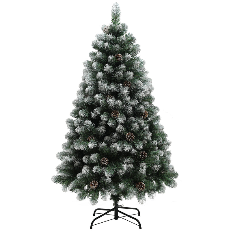 HOMCOM 5ft Artificial Pine Christmas Tree with Pinecones, Steel Base