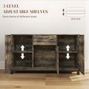 HOMCOM Sideboard, Industrial Storage Cabinet for Living Room, Rustic Brown