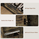 HOMCOM Sideboard, Industrial Storage Cabinet for Living Room, Rustic Brown