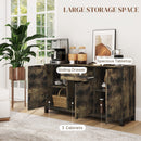 HOMCOM Sideboard, Industrial Storage Cabinet for Living Room, Rustic Brown