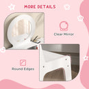 AIYAPLAY Kids Dressing Table Set W/ Stool, Mirror, Drawers - White