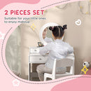 AIYAPLAY Kids Dressing Table Set W/ Stool, Mirror, Drawers - White