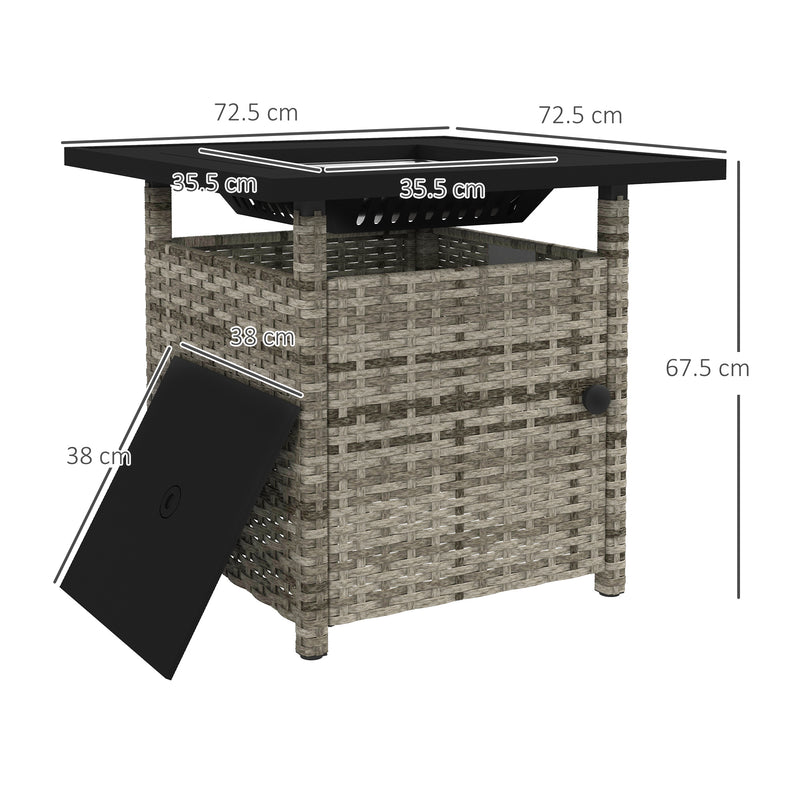 Outsunny 50,000 BTU Rattan Fire Pits For Garden, Propane Fire Pit Table - Grey/Brown