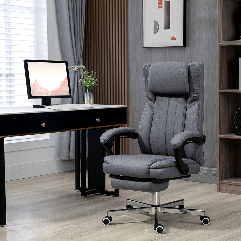 HOMCOM Executive Office Chair Reclining Office Chair with Headrest Dark Grey