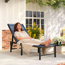 Outsunny Sun Lounger, 5-Level Reclining Sun Lounger Chair, Dark Blue