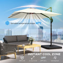 Outsunny 2.4 X 2.4 M Cantilever Parasol W/ Umbrella Weights, Cream White