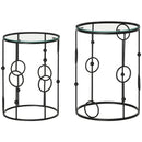 HOMCOM Set Of 2 Nesting Coffee Table, Side Tables With Glass Top, Black