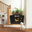 PawHut Wooden Dog Stopper, Freestanding Dog Gate With Support Feet, Black