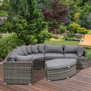 Outsunny Outdoor Rattan Corner Sofa Set 6 Piece - Grey