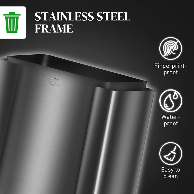 HOMCOM 3 x 15L Triple Kitchen Bin Pedal Bin for Recycling and Waste