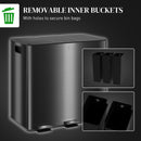 HOMCOM 3 x 15L Triple Kitchen Bin Pedal Bin for Recycling and Waste