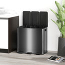 HOMCOM 3 x 15L Triple Kitchen Bin Pedal Bin for Recycling and Waste