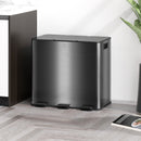 HOMCOM 3 x 15L Triple Kitchen Bin Pedal Bin for Recycling and Waste