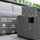 Outsunny 4 Seater Rattan Sofa Set With Footstool Thick Cushions