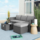 Outsunny 4 Seater Rattan Sofa Set With Footstool Thick Cushions