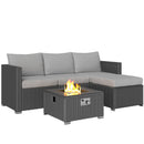 Outsunny 4 Seater Rattan Sofa Set With Footstool Thick Cushions