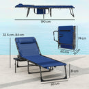 Outsunny Folding Sun Loungers With 5-Level Back, Cup Holder, Dark Blue