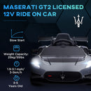 AIYAPLAY Maserati GT2 Licensed 12V Electric Ride On Car W/ Remote - Grey/Pink/White