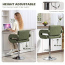 HOMCOM Adjustable Height Barstool Steel Pole PU Leather, Green