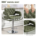 HOMCOM Adjustable Height Barstool Steel Pole PU Leather, Green