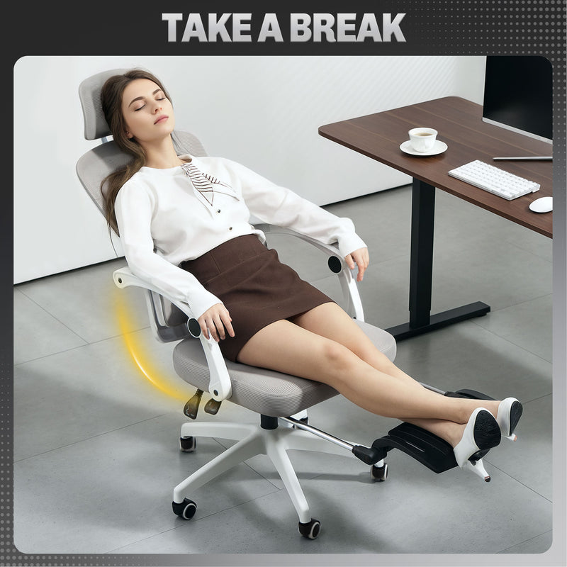 HOMCOM Mesh Ergonomic Office Chair with Lumbar Support, Headrest