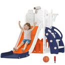 AIYAPLAY 5 In 1 Toddler Slide Set With Basketball Hoop For Age 1-3, Orange