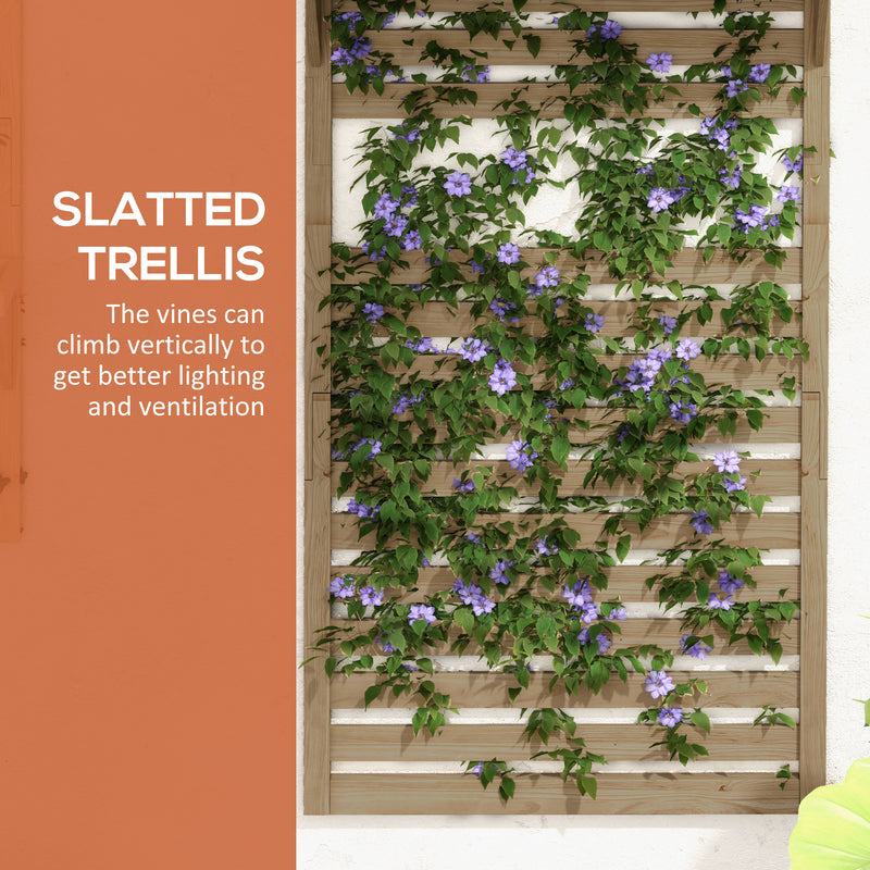 Outsunny Wall Mounted Plant Stands Set of 2 with Shelves and Slatted Trellis