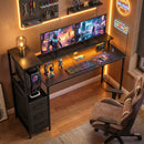 HOMCOM 147cm Gaming Desk With Charging Station And RGB Lights, Black
